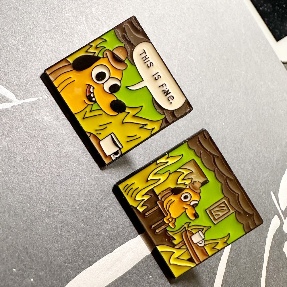 “This is fine” pin set